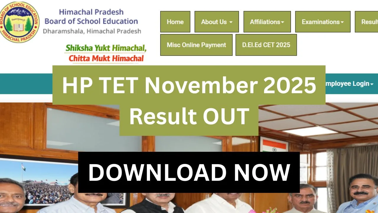 HP TET November 2025 Result > Scorecard Download, Qualifying Marks and Certificate Update