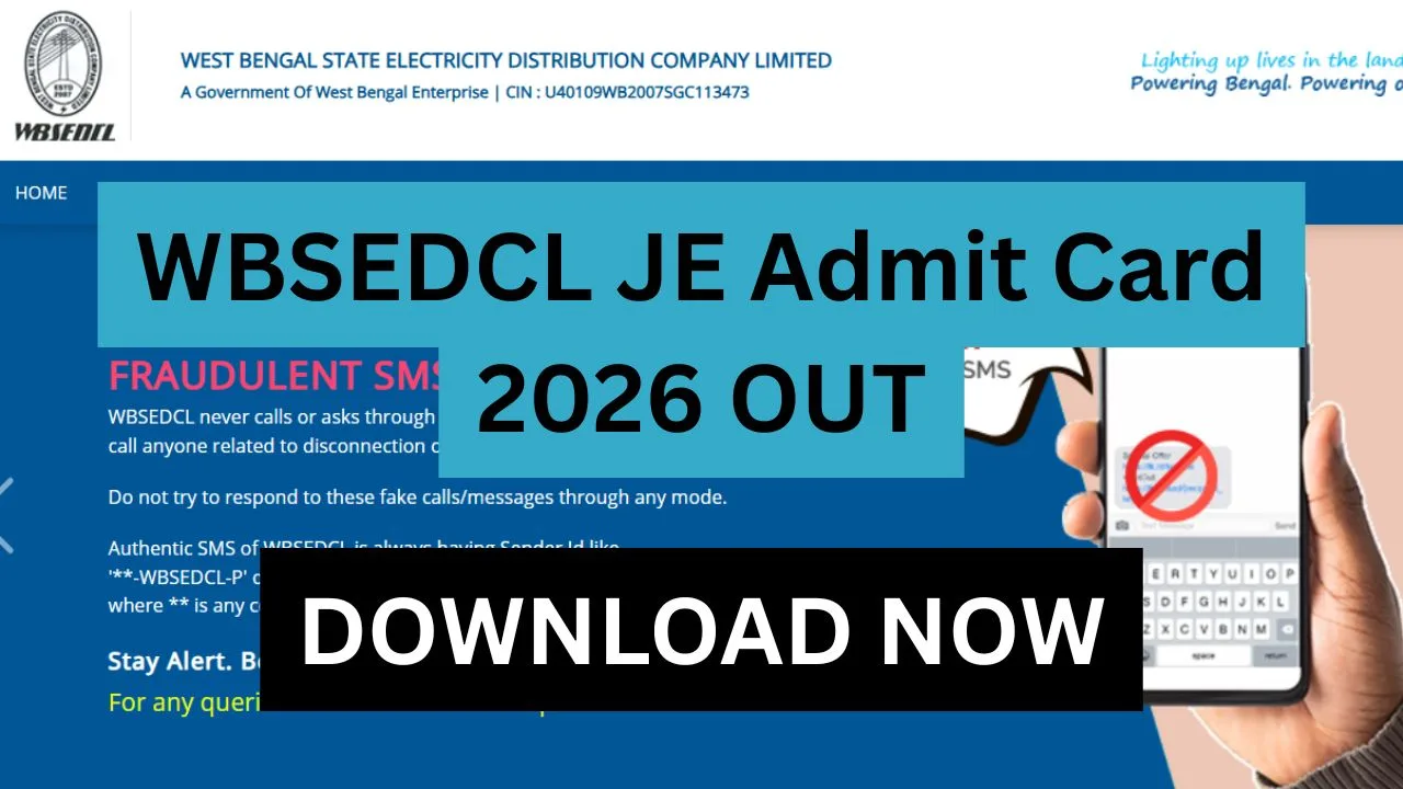 WBSEDCL JE Admit Card 2026 OUT > Release Time, Reporting Rules, Shift Details & Direct Access