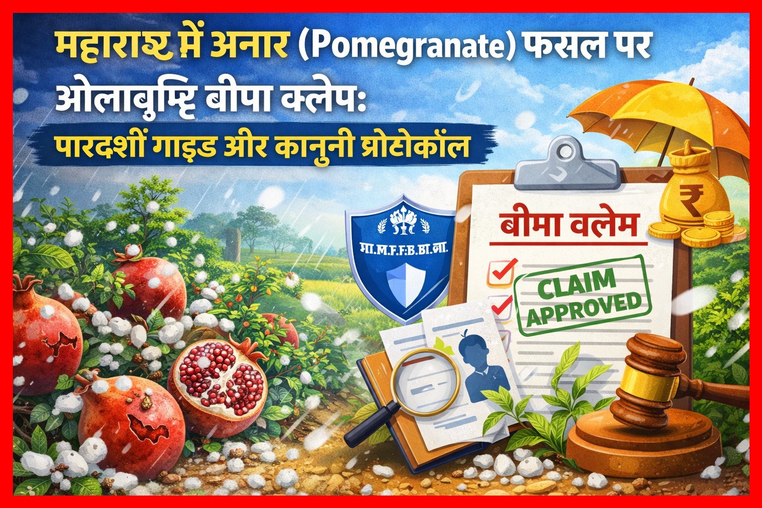 महाराष्ट्र में अनार (Pomegranate) फसल पर ओलावृष्टि (Hailstorm) बीमा क्लेम: आधिकारिक प्रोटोकॉल, GR प्रावधान और पारदर्शी मार्गदर्शिका