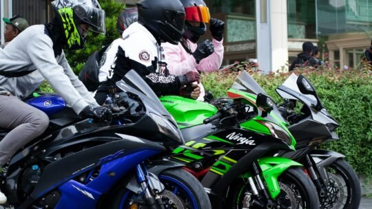 Motorcyclists on sportbikes in Indonesia showcasing dynamic motorsport culture.