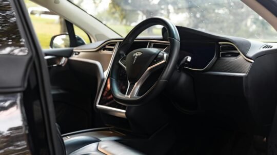 Explore the elegant interior of a Tesla Model X captured in a Sydney park setting.